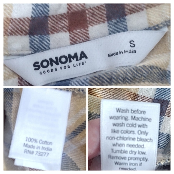 Sonoma Women's Yellow Plaid Flannel Size Small - New With Tags - Picture 4 of 4